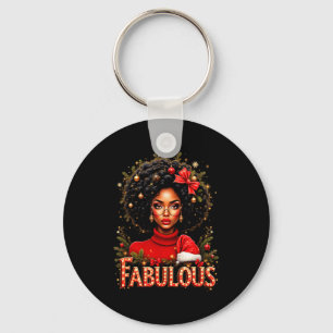 Christmas African American Melanin Afro Sleigh Que Key Ring