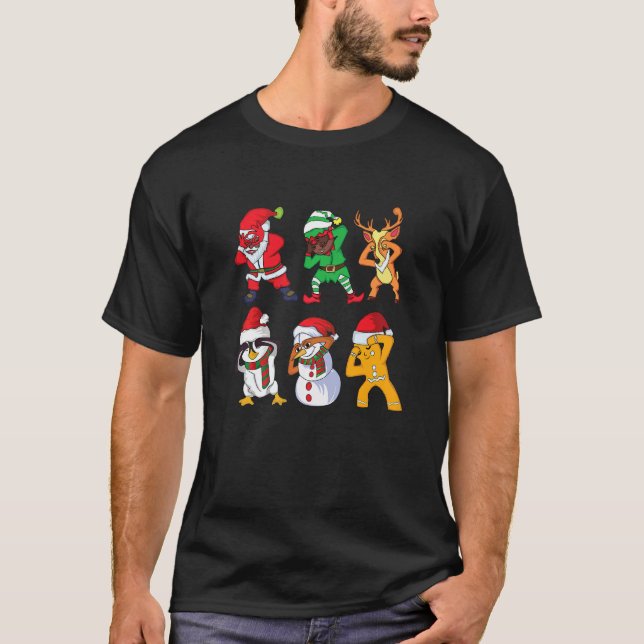 Christmas African American Santa and Friends Gridd T-Shirt (Front)