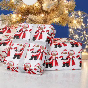Christmas African American Santa Mrs. Claus Wrapping Paper
