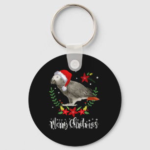 Christmas African Grey Parrot Key Ring