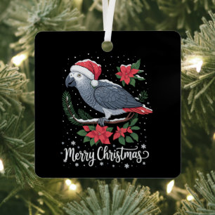 Christmas African Grey Parrot  Metal Tree Decoration