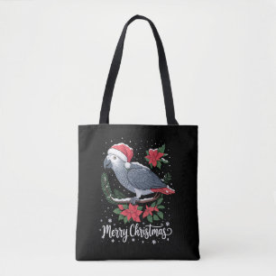 Christmas African Grey Parrot  Tote Bag