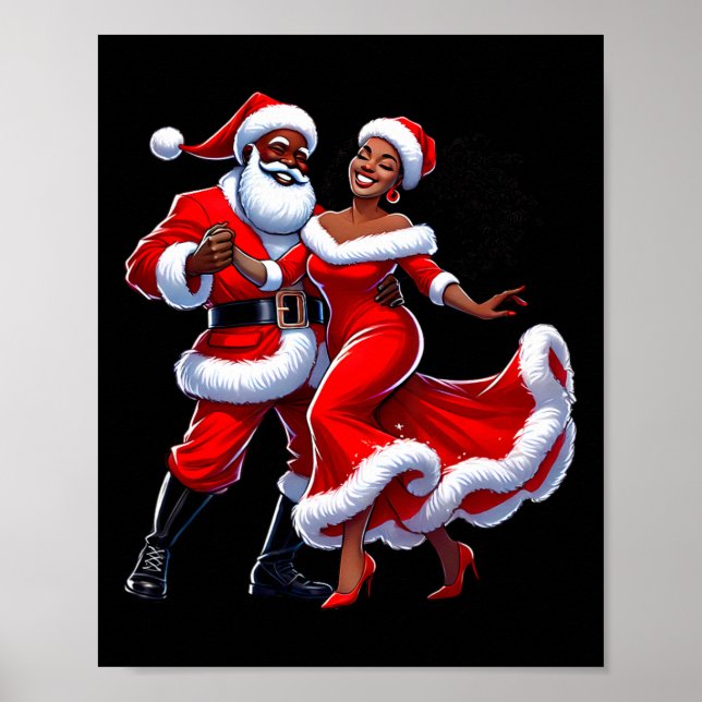 Christmas African Santa Mrs Claus Dancing African  Poster (Front)