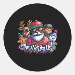Christmas African Santa They Not Like Us Merry Chr Classic Round Sticker