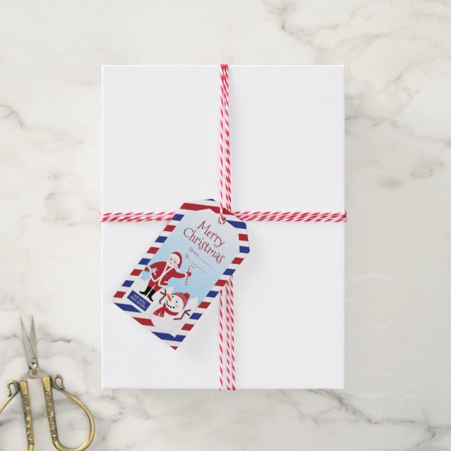 Christmas Air Mail with Santa Gift Tag (With Twine)