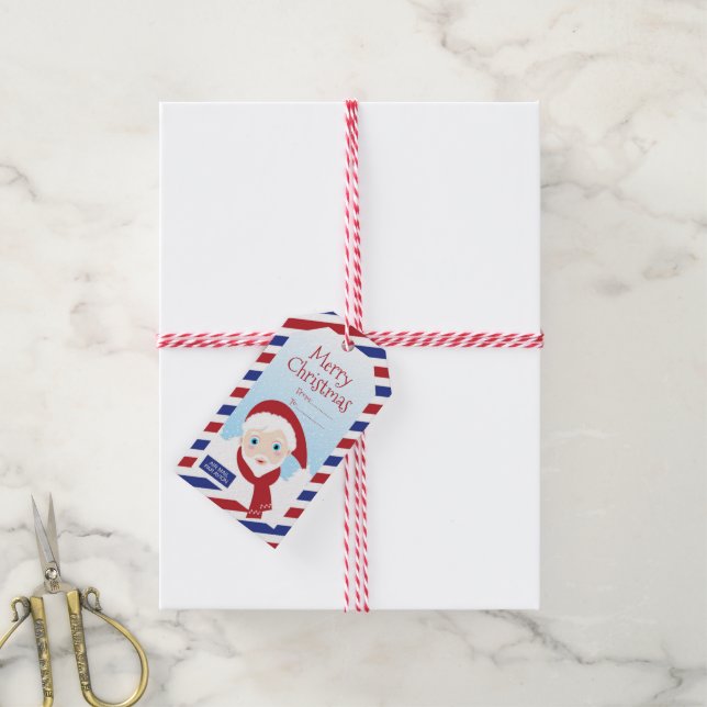 Christmas Air Mail with Santa Gift Tag (With Twine)