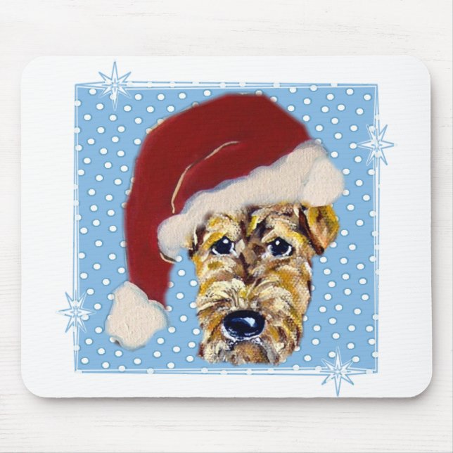 Christmas Airedale Mouse Mat (Front)