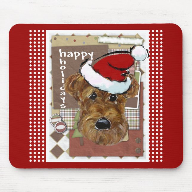 CHRISTMAS AIREDALE MOUSE MAT (Front)