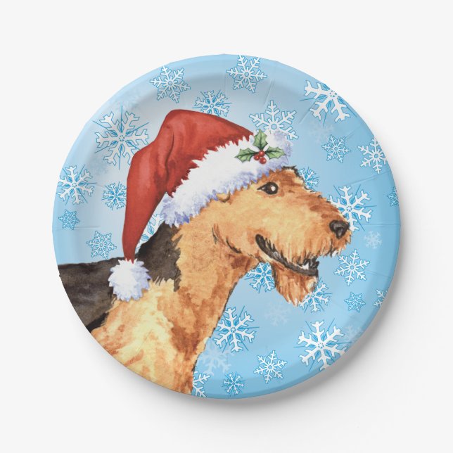 Christmas Airedale Paper Plate (Front)