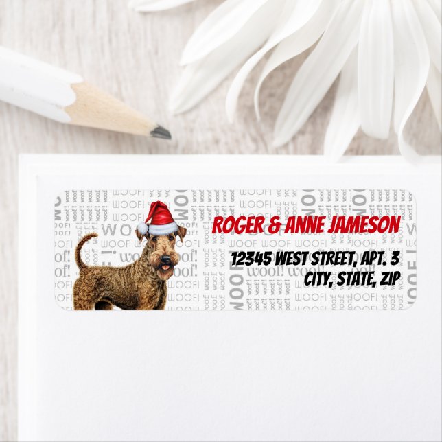 Christmas Airedale Terrier Dog Holiday Address (Insitu)