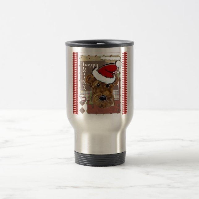 CHRISTMAS AIREDALE TRAVEL MUG (Center)