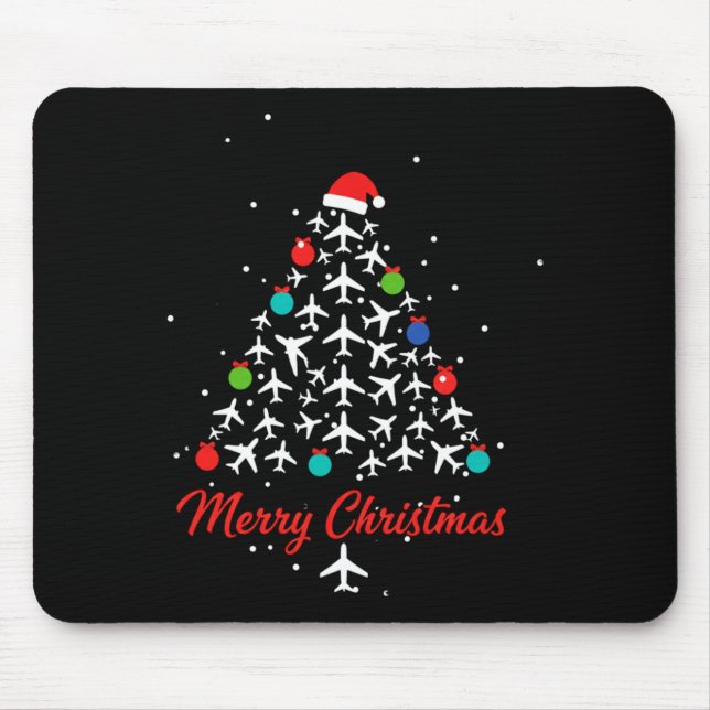 Christmas Airplane Tree Merry Christmas Lot Travel Mouse Mat (Front)