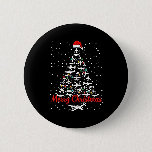 Christmas Airplanes Tree Lots Merry Christmas Men  6 Cm Round Badge (Front)