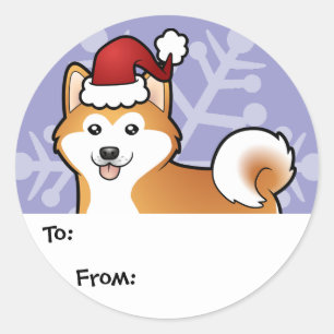 Christmas Akita Inu / Shiba Inu Classic Round Sticker