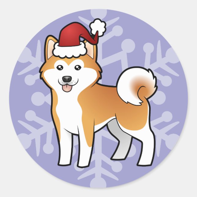 Christmas Akita Inu / Shiba Inu Classic Round Sticker (Front)