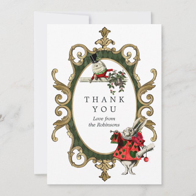 Christmas Alice In Wonderland Baby Shower Thank You Card (Front)