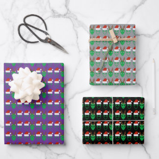 Christmas Aliens Wrapping Paper Sheet