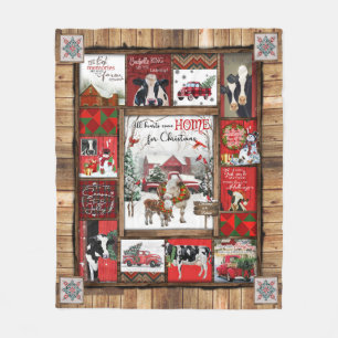 Christmas All Heart Come Home Funny Cow Xmas Fleece Blanket