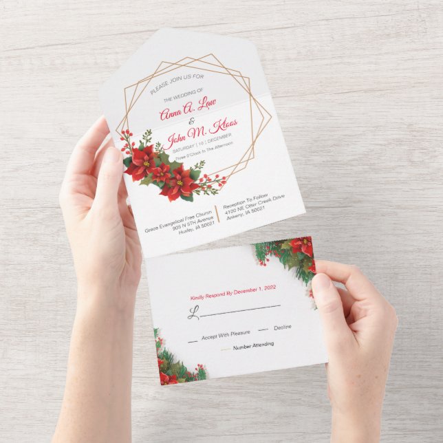 Christmas All in One Wedding Invite (Tearaway)