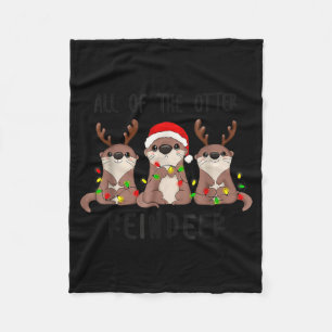 Christmas All Of The Otter Reindeer  Fleece Blanket