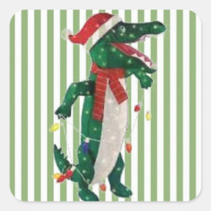 Christmas Alligator Christmas Square Sticker