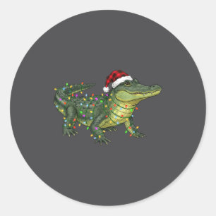 Christmas Alligator Holiday Reptile Funny Festive  Classic Round Sticker