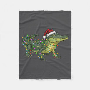 Christmas Alligator Holiday Reptile Funny Festive  Fleece Blanket