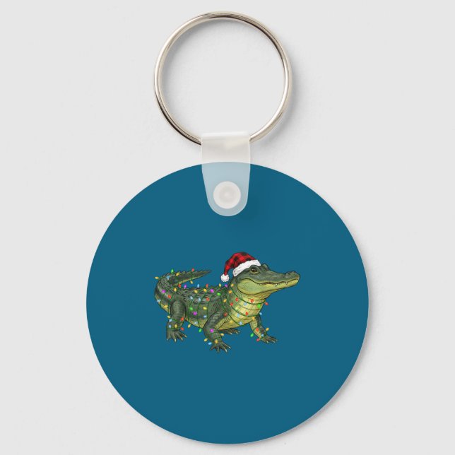 Christmas Alligator Holiday Reptile Funny Festive  Key Ring (Front)