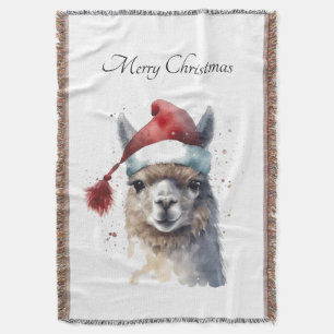 Christmas Alpaca, customisable Throw Blanket