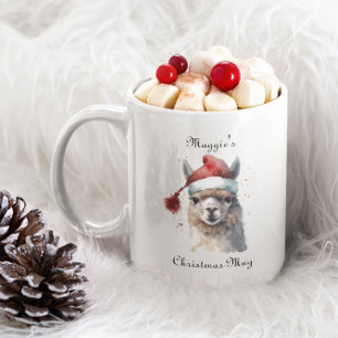 Christmas Alpaca, customisable Two-Tone Coffee Mug