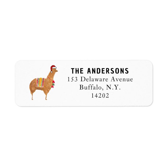 Christmas Alpaca Cute Animal Return Address (Front)