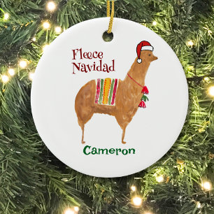 Christmas Alpaca Fleece Navidad Cute Keepsake Ceramic Tree Decoration
