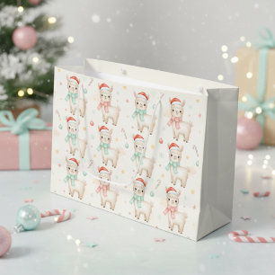 Christmas Alpaca Gift Bag Cute Holiday Llama