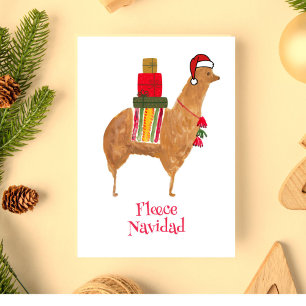 Christmas Alpaca Hand-Drawn Folded Holiday Card