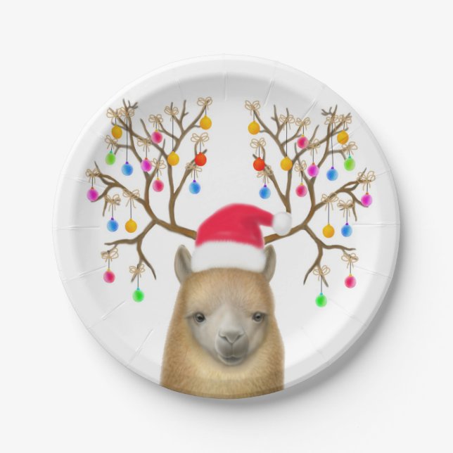 Christmas Alpaca Paper Plates (Front)