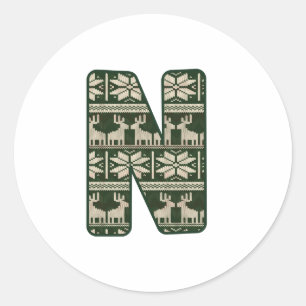 Christmas Alphabet  (14) Classic Round Sticker