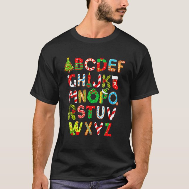 Christmas Alphabet ABCs Elemeno  For Teacher Stude T-Shirt (Front)
