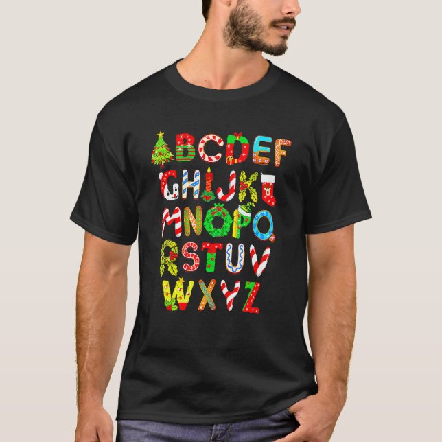 Christmas Alphabet ABCs Elemeno  For Teacher Stude T-Shirt (Front)