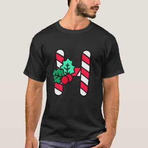Christmas Alphabet Capital Initial Letter H Monogr T-Shirt