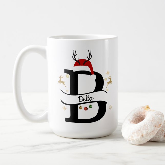 Christmas Alphabet Collection – Letter B Design Coffee Mug (With Donut)