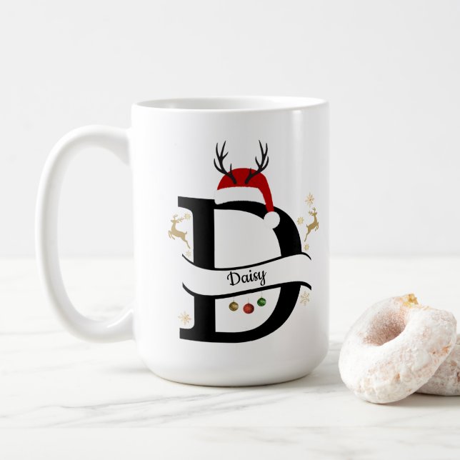 Christmas Alphabet Collection – Letter D Design Coffee Mug (With Donut)