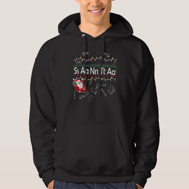 Christmas Alphabet Santa Teacher Lights Boys Girls Hoodie (Front)