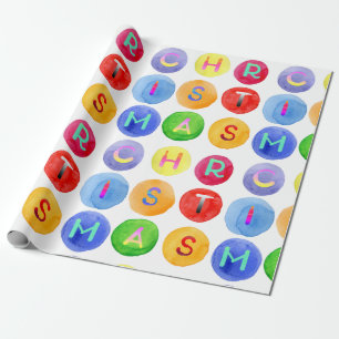 Christmas alphabet watercolor pattern gift wrap