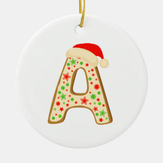 Christmas Alphabets letter A Ceramic Tree Decoration