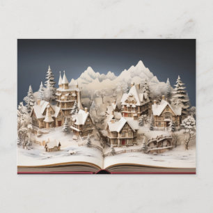 Christmas Alpine Storybook Village Holiday Postcard
