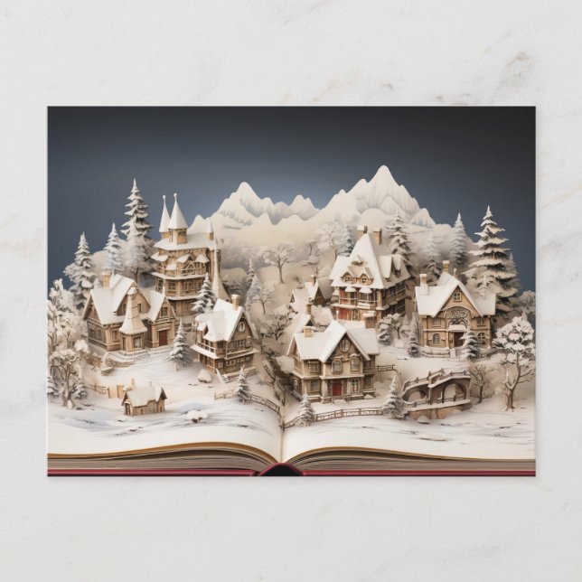Christmas Alpine Storybook Village Holiday Postcard (Front)