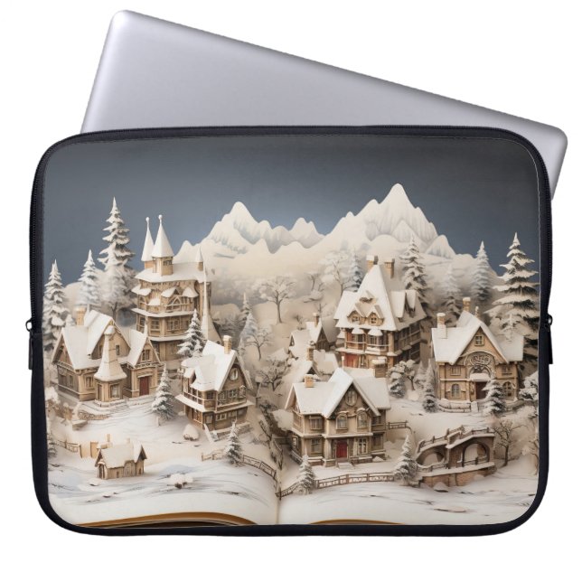 Christmas Alpine Storybook Village Laptop Sleeve (Front)