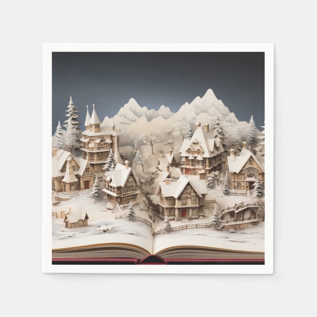Christmas Alpine Storybook Village Napkin (Front)