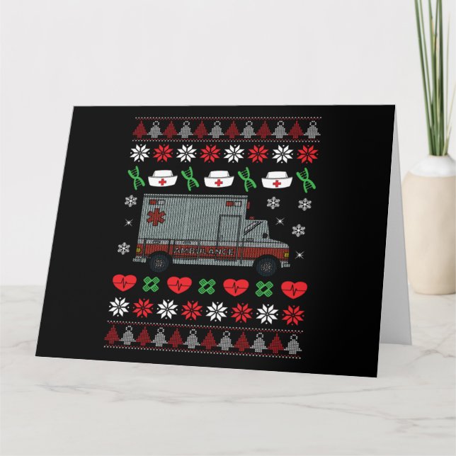 Christmas Ambulance Paramedic Hospital Holiday Card (Front)