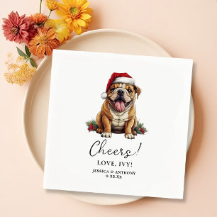 Christmas American Bulldog Personalised Cheers Napkin